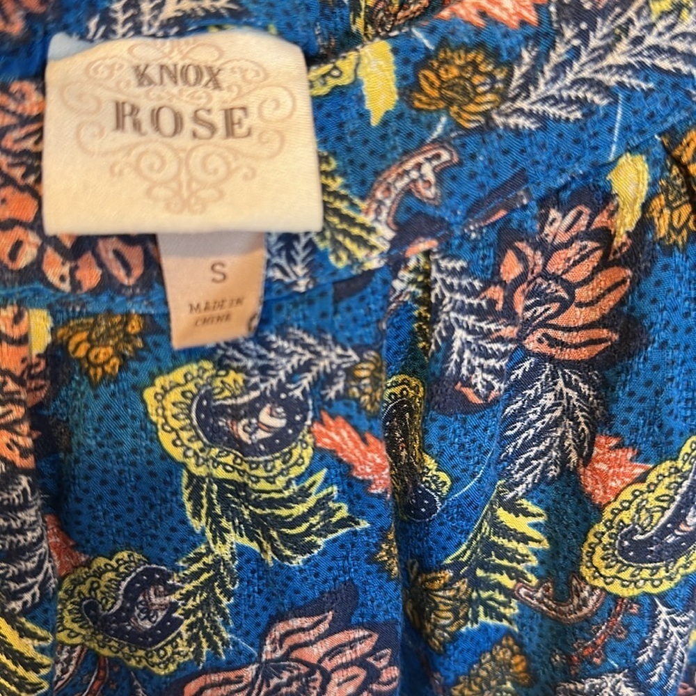 Knox Rose blue/pink floral 2 pocket midi dress size S - Picture 2 of 3